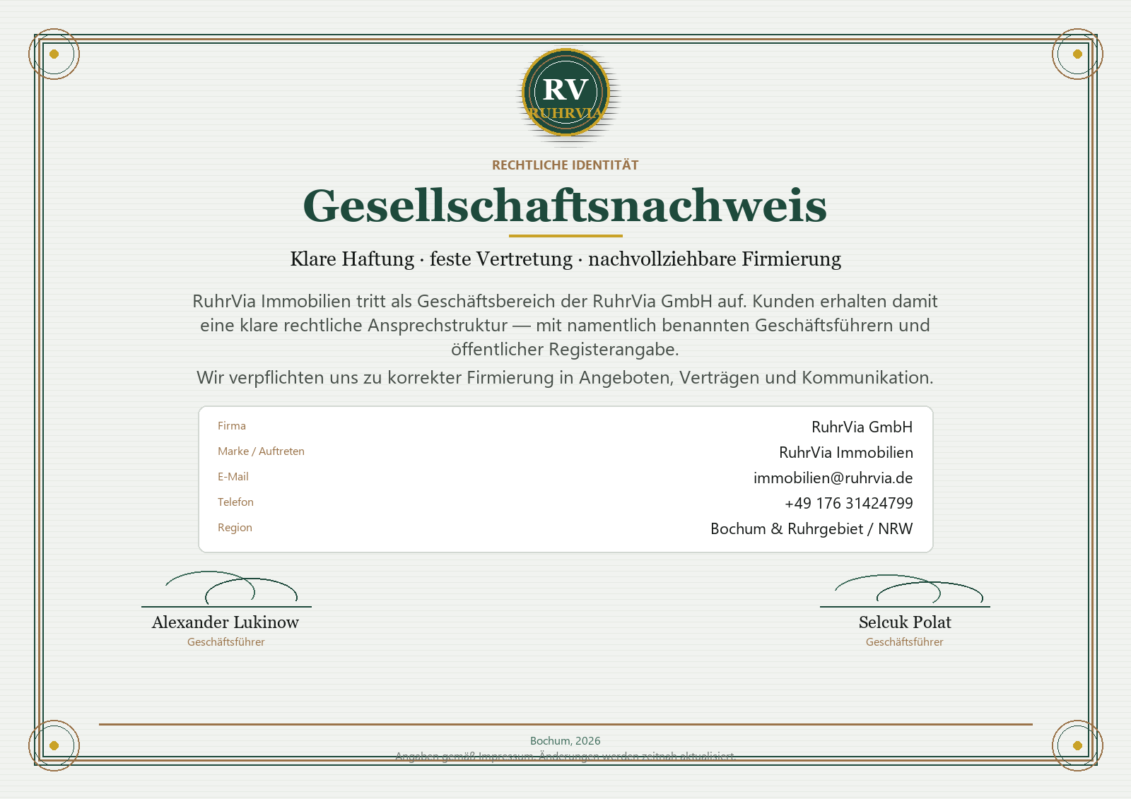 Company identity certificate